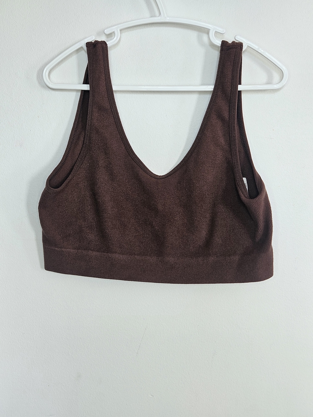 STREETWEAR SOCIETY Chocolate Brown Ribbed Seamless Bralette Crop Top Medium🔥